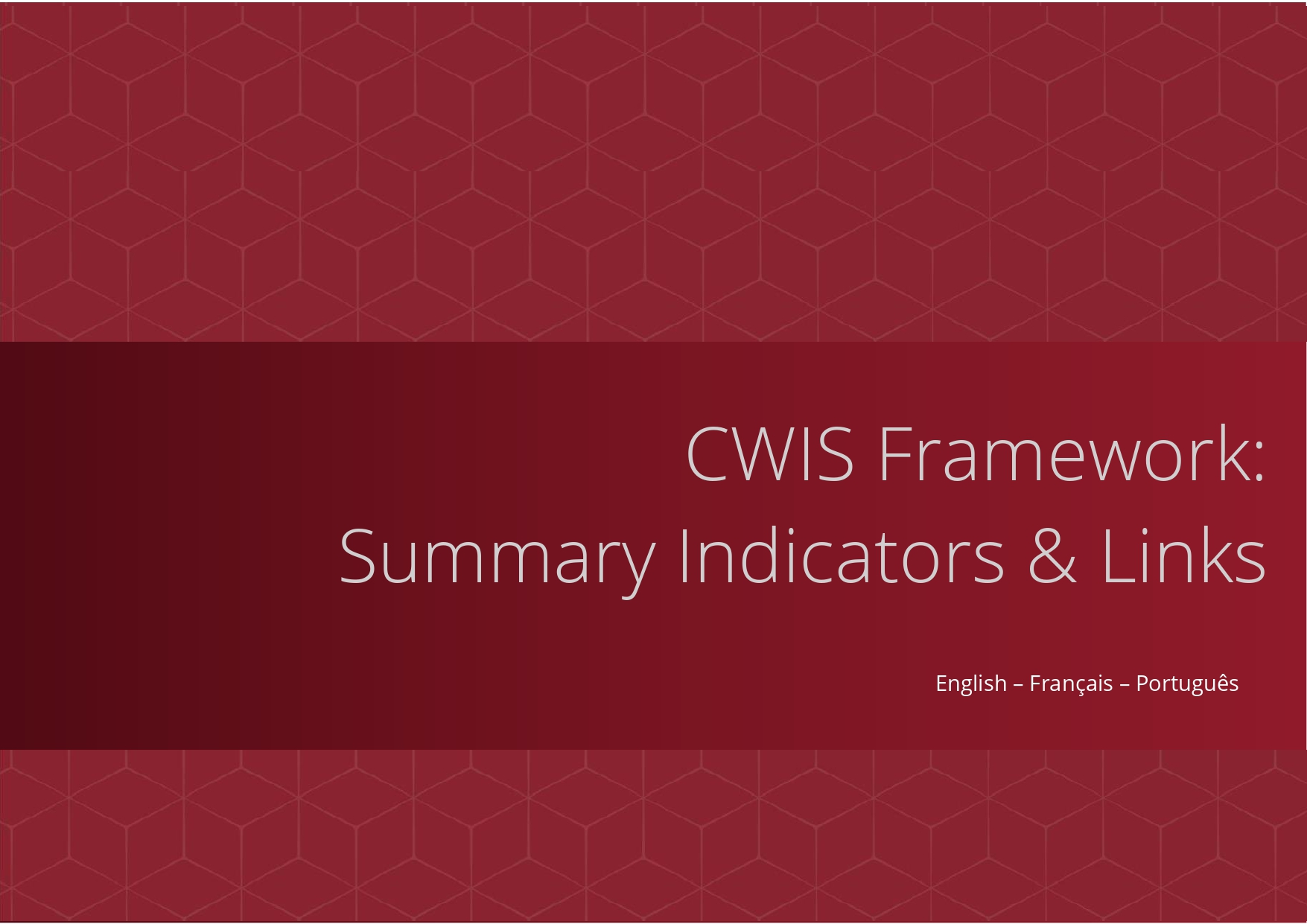 CWIS Framework: Summary Indicator Questions & Links