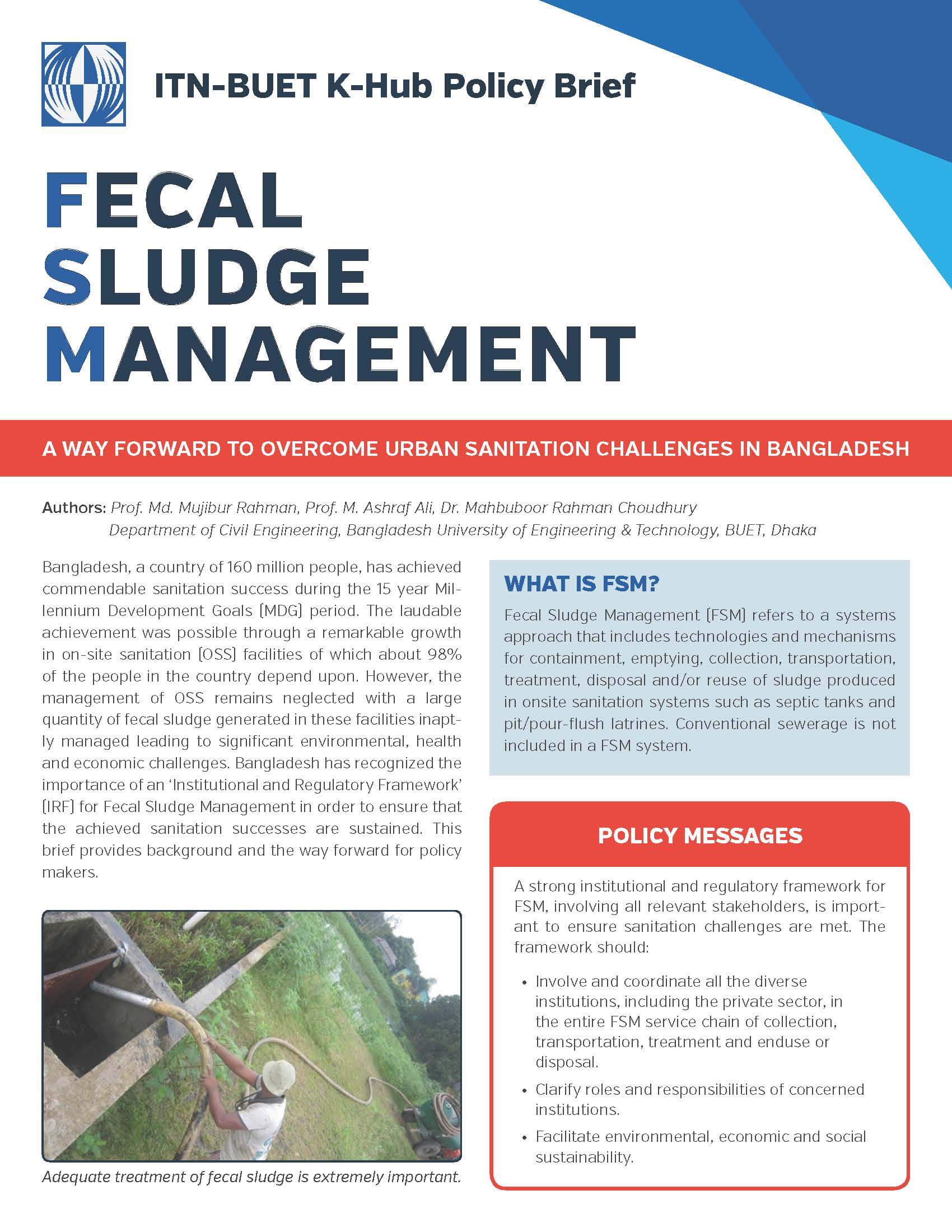 Policy Brief on Fecal Sludge Management