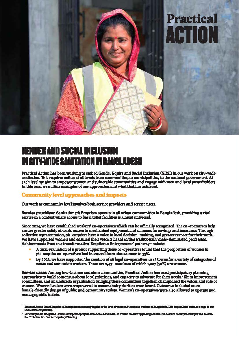 Gender and Social Inclusion in City-wide Sanitation in Bangladesh